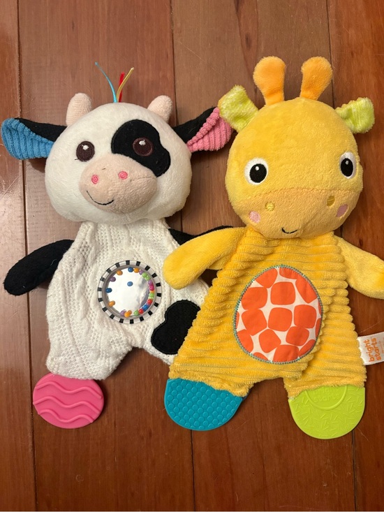Bright Starts Other - 2 Baby Sensory Toys Crinkle Cow & Giraffe Plush Baby Toys